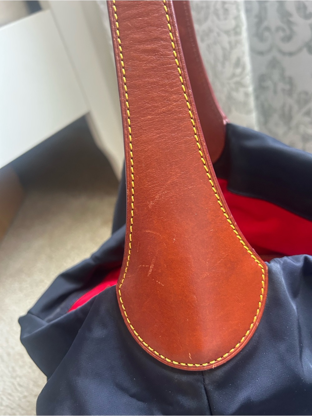 Dooney & Bourke Navy Nylon Shoulder Bag with Brown Leather Trim - Picture 9 of 10